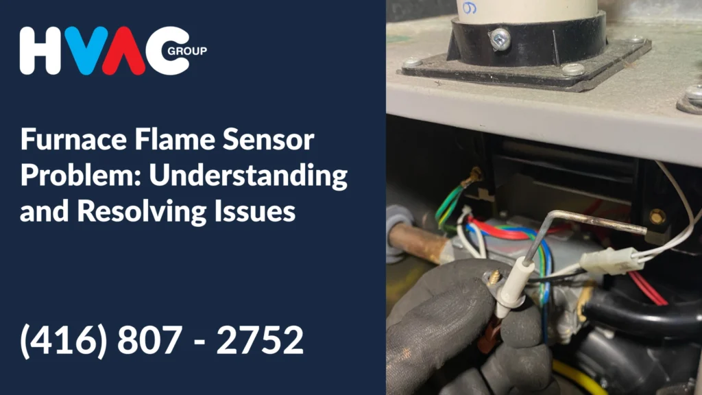 HVAC technician inspecting a furnace flame sensor inside a heating system to diagnose ignition issues and restore safe, reliable furnace operation