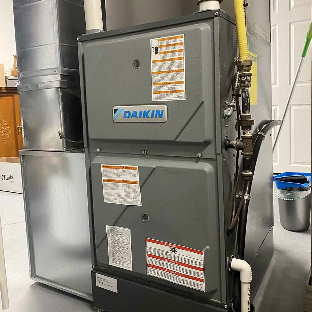 Daikin high-efficiency gas furnace installed in a home for reliable heating performance