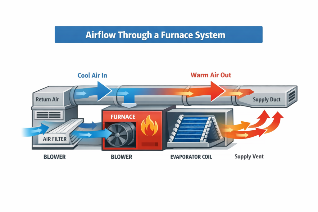airflow through a furnace system