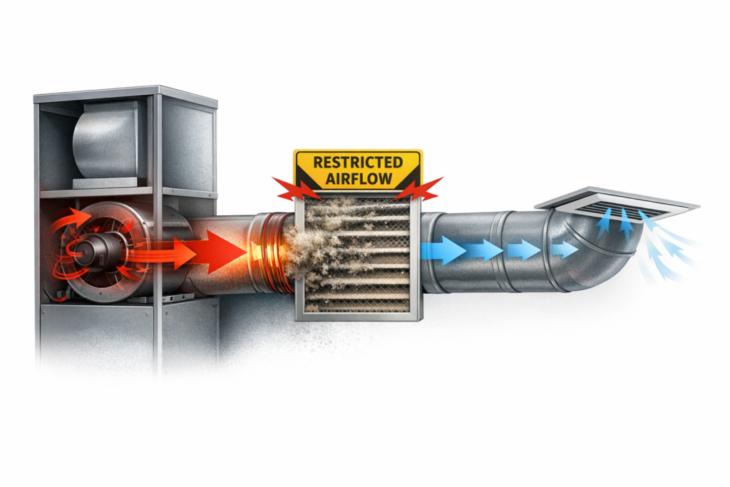 restricted furnace airfolow